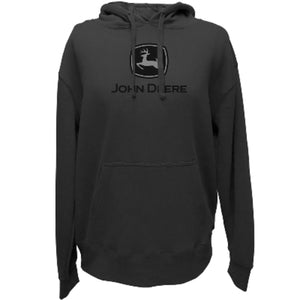 John Deere Mens Charcoal Tonal Logo Fleece Hoodie - Size Medium