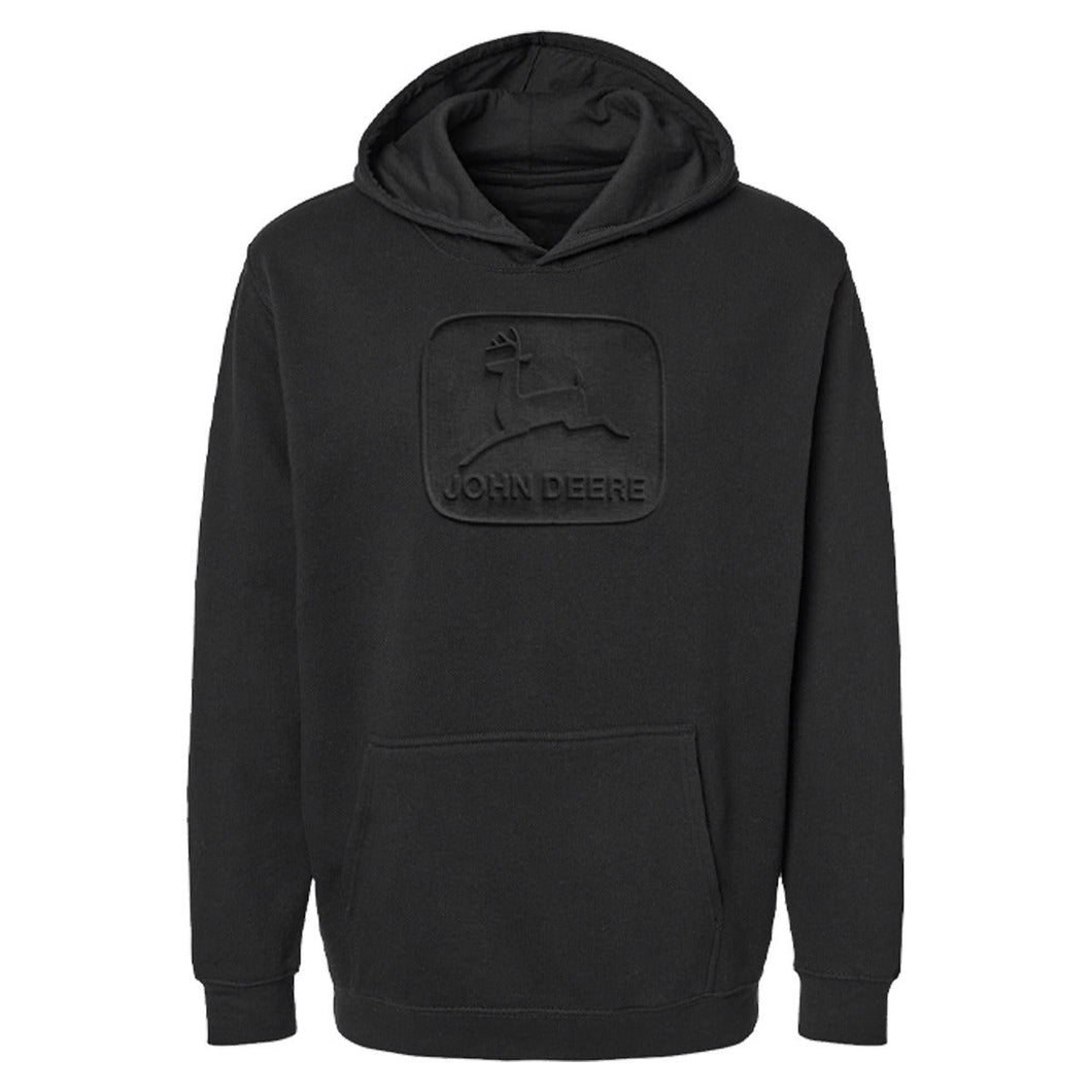 John Deere Mens Black Embossed Vintage Hoodie - Size Medium