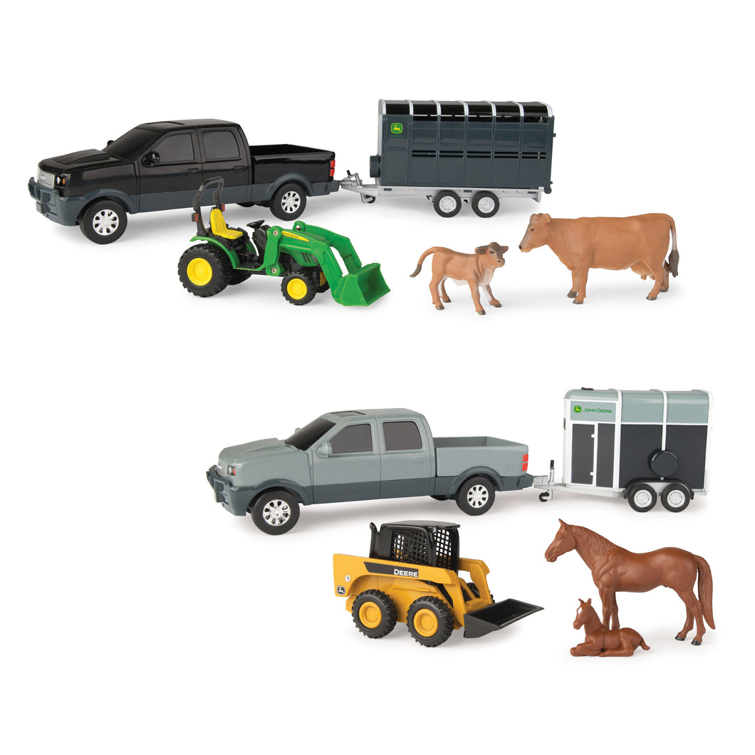 1/32 John Deere Pickup Animal Hauling Set Assorted