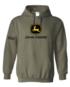 John Deere Heavy Hoodie Sweatshirt, Military Green Construction - Size 2XL
