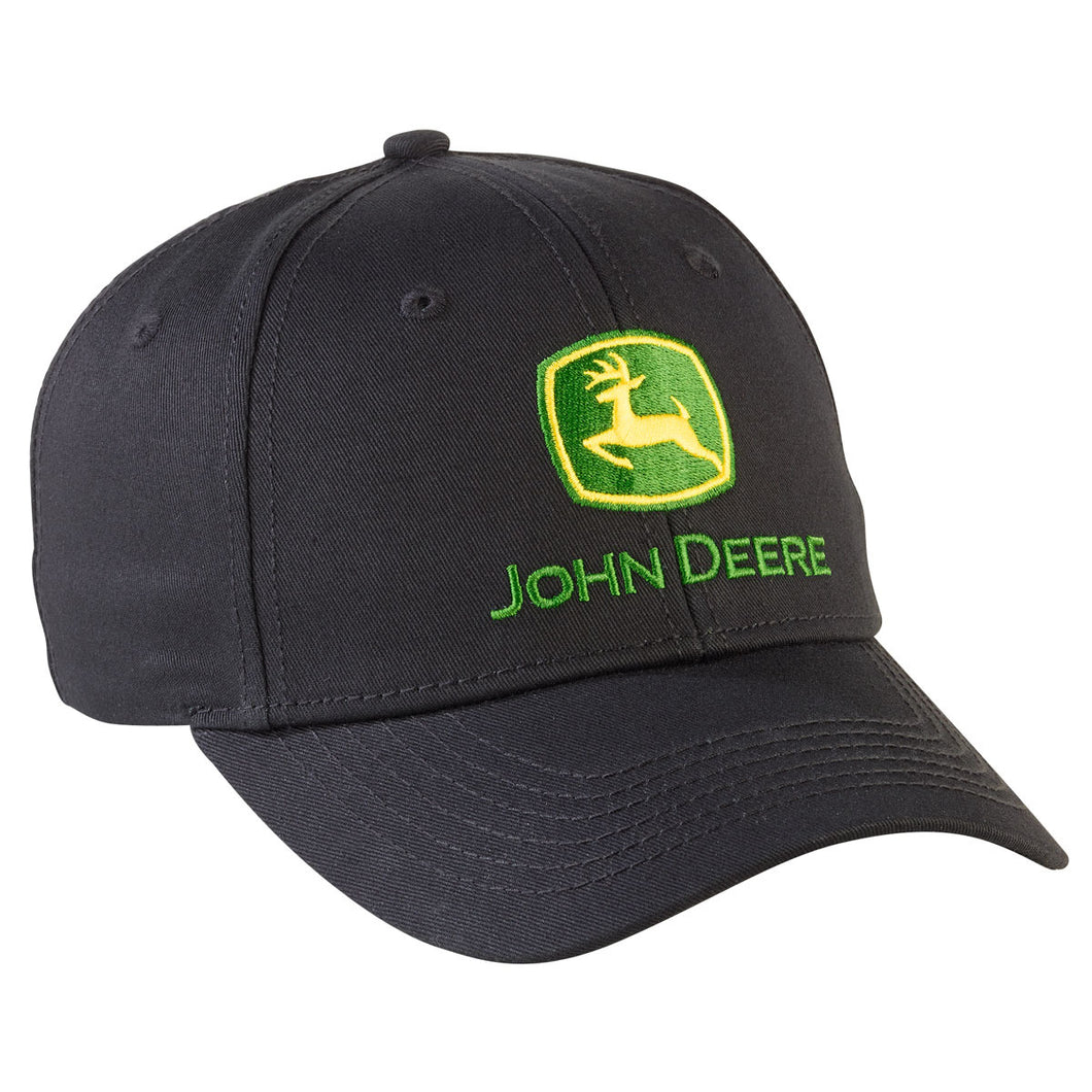 Black solid hat with green embroidered logo