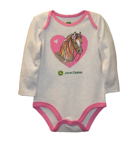 John Deere Infant Girl Horse Heart Bodyshirt - 9-12M