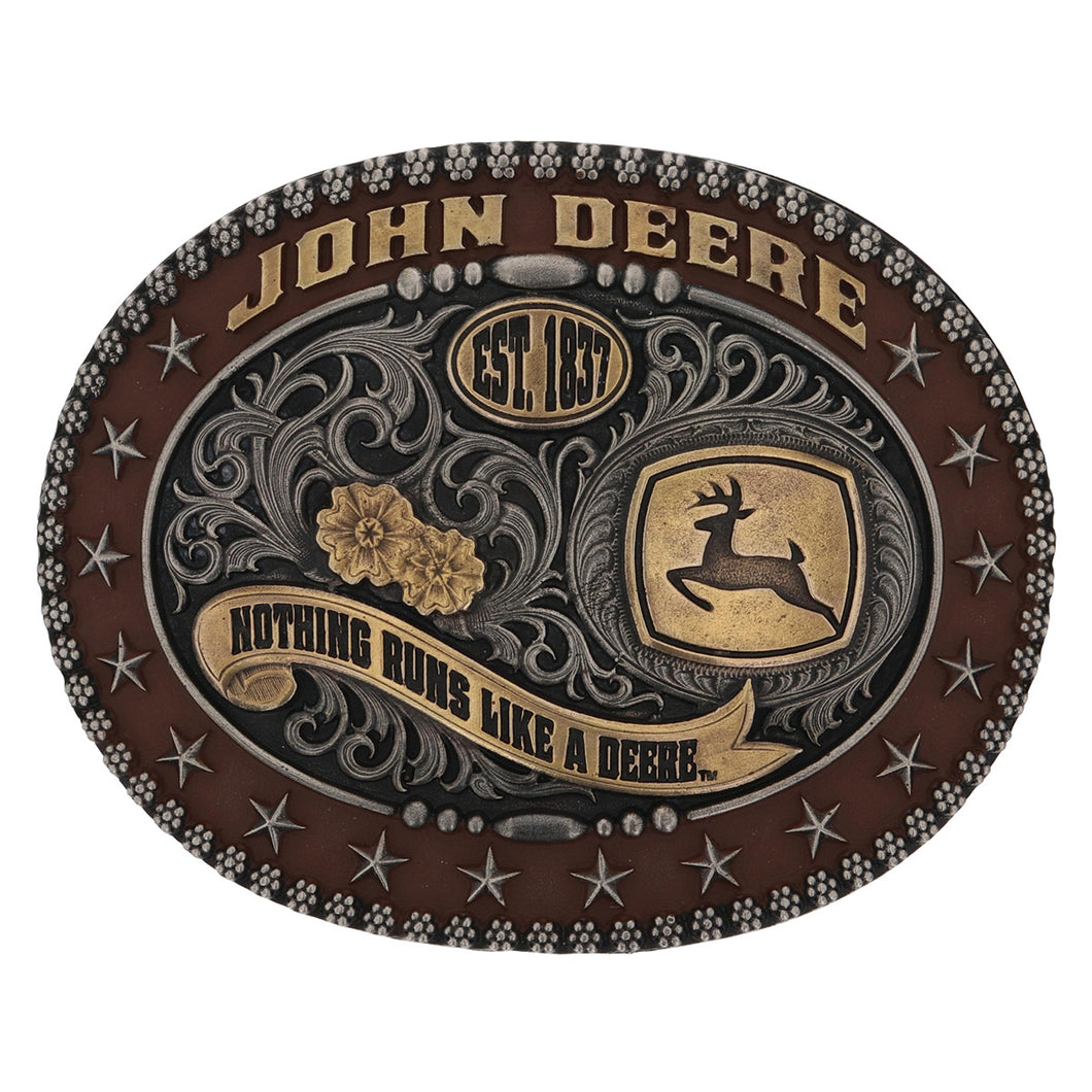 Oval John Deere Logo Trophy Belt Buckle