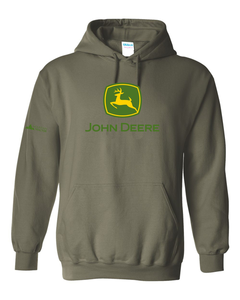 John Deere Heavy Hoodie Sweatshirt, Military Green Agriculture - Size 2XL