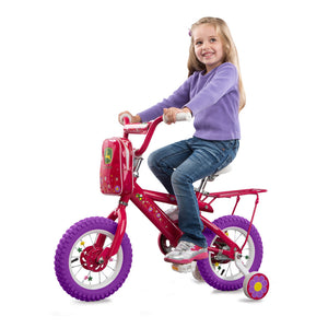Girl on pink and purple bike