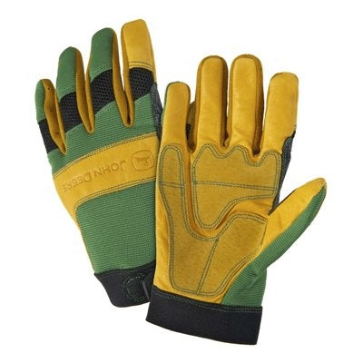 Yellow and Green logo cowhide gloves