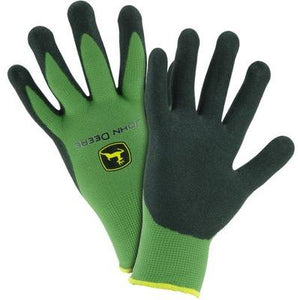 Green knit glove with nitrile palm