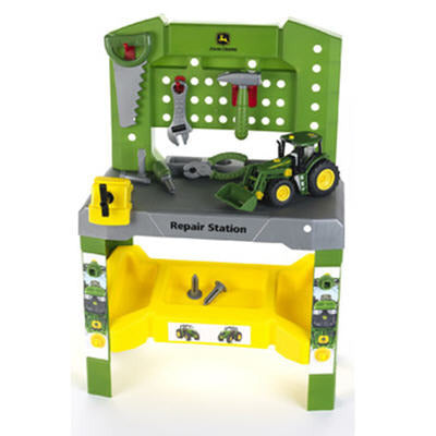 Workbench with tools and tractor