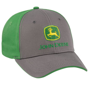 Green and grey hat with embroidered logo