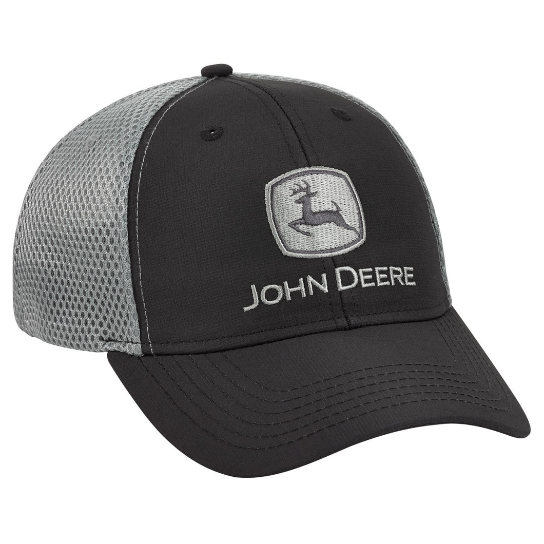 John Deere Black/Gray Stretch Fit Cap