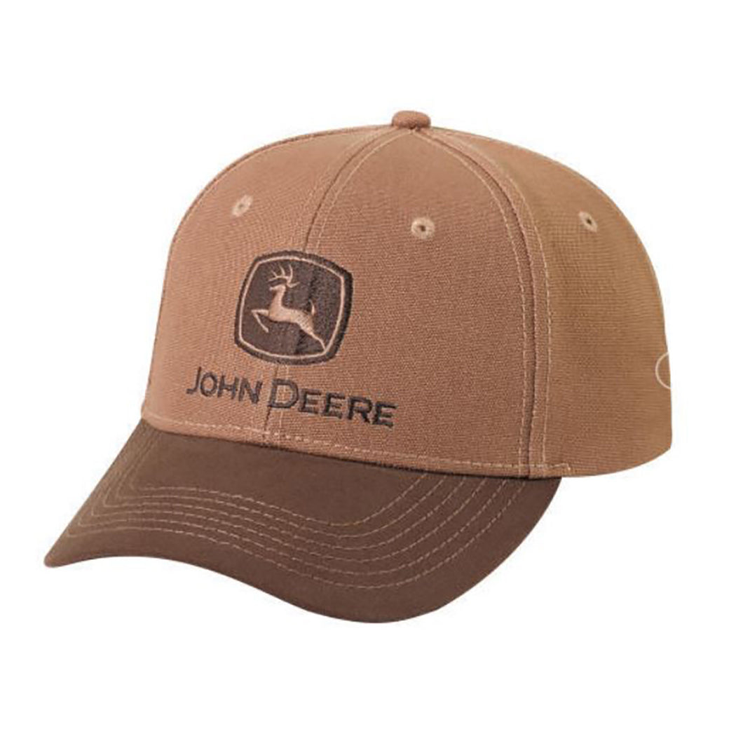 Brown cotton canvas cap with embroidered logo