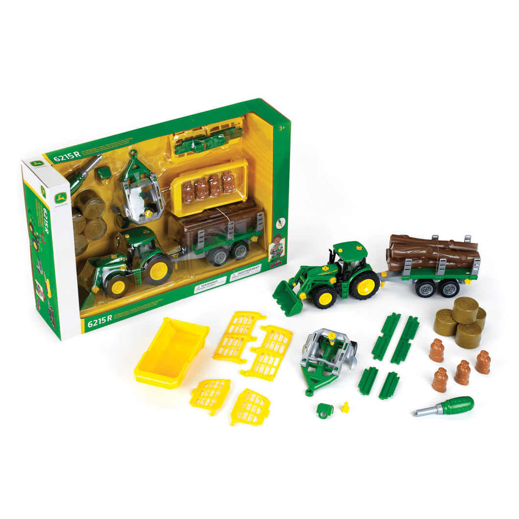 Assorted set of tractor, trailer and plow