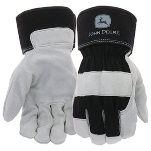 Black and grey cowhide gloves