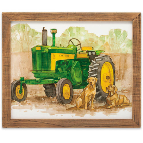 MDF Watercolour tractor with dogs