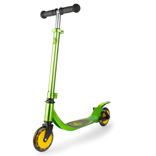 Green metal with yellow wheels