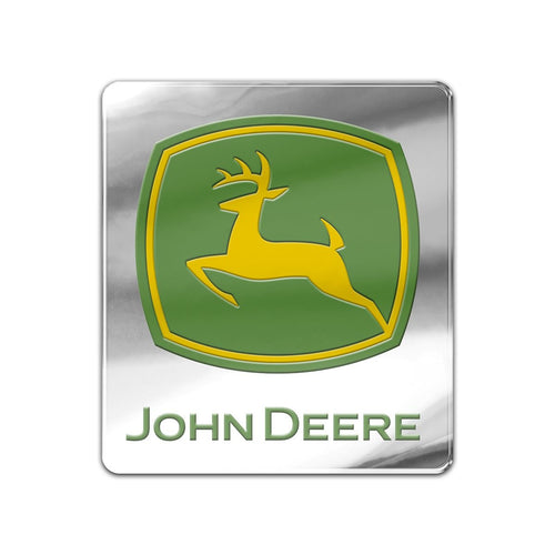 Silver badge with John Deere logo